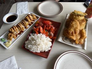 vegas roll, sweet and sour combo, veggie tempuraa  at Veggie House in Salt Lake City