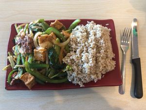 Lemongrass and basil beef & tofu at Veggie House in Salt Lake City
