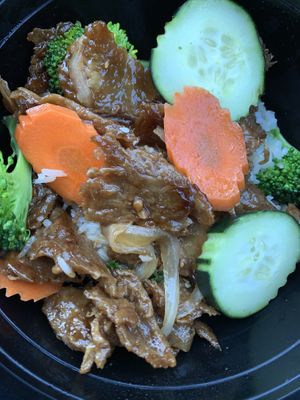 Teriyaki chicken rice bowl at Veggie House in Salt Lake City