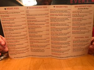 Menu at Sizzle Pie in Brooklyn