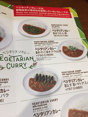 Vegan menu  at CoCo Ichibanya - Shibuya Namikibashi in Tokyo