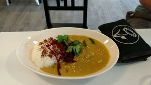 Curry with eggplants, beetroot, carrots and rice at Yummy Vegan Home - Ya Mi Rizi in Taipei