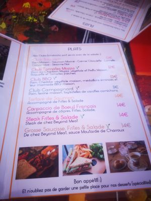 La carte du moment at La Palette Vintage in Charroux