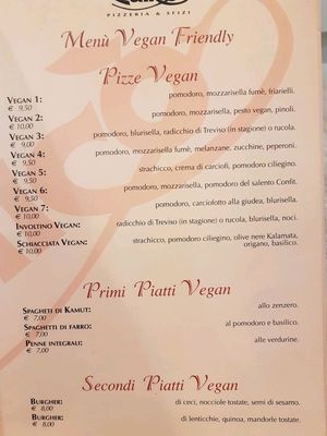 vegan menù  at Calico Ristorante Pizzeria in Treviso