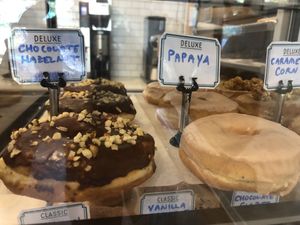 Hazelnut and papaya at Dottie's Donuts - Queen Village in Philadelphia