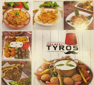 Vegan part of menu at Falafel Tyros in Istanbul