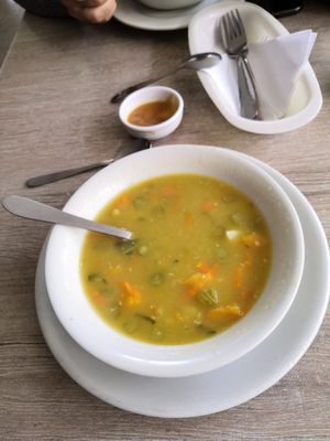 Starter: soup at Loto Azul Vegetariano in Bogota