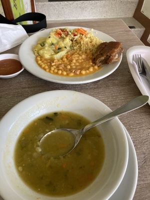 Plate of the day, also came with tea/ juice   at Loto Azul Vegetariano in Bogota