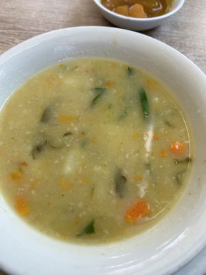 Vegetable soup #Veganuary at Loto Azul Vegetariano in Bogota