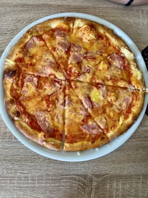 one of vegan pizza options (vegan cheese and ham included)  at Pizza Boss & Boss Burger in Bratislava