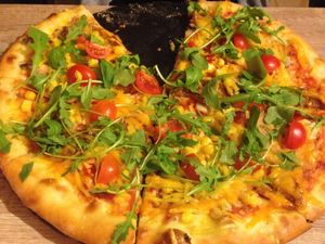 Vegan happiness pizza with extra jalapenos at Pizza Boss & Boss Burger in Bratislava