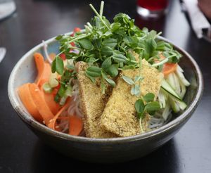 Vegan special — rice noodle bowl   at In Common in Thunder Bay