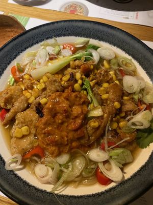 vegan teriyaki chickn ramen  at Wagamama in Cambridge