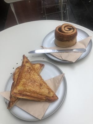 Cinnamon bun and pepperoni Mac and cheese   at Union Kiosk in Melbourne