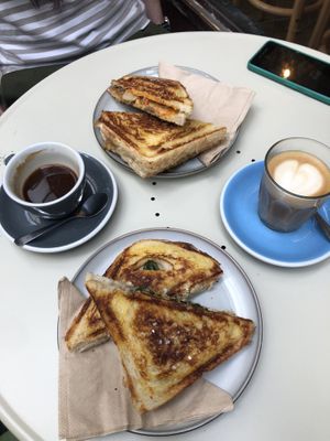 Jaffles and coffees!  at Union Kiosk in Melbourne