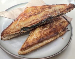 MUSHROOM, BASIL, SPINACH + MOZZARELLA jaffle  at Union Kiosk in Melbourne
