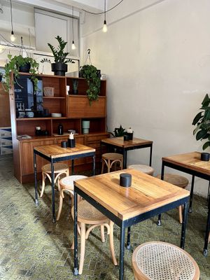 Quirky inside seating area  at Union Kiosk in Melbourne