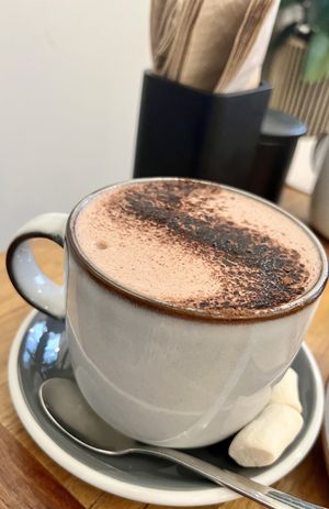 Delicious hot chocolate with marshmallows   at Union Kiosk in Melbourne