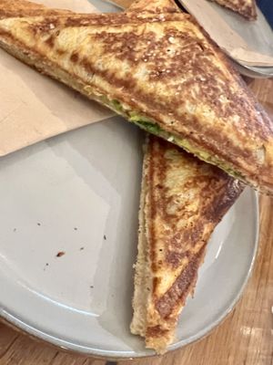 Avocado, Vegemite and cheese jaffle  at Union Kiosk in Melbourne