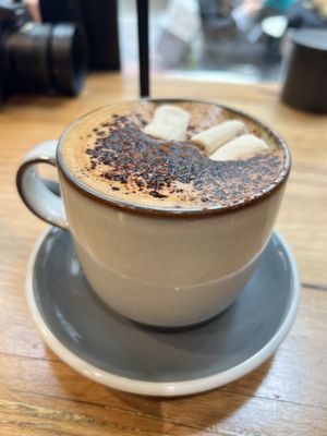 Almond milk mocha with vegan marshmallows   at Union Kiosk in Melbourne