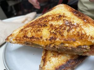Beyond burger toastie  at Union Kiosk in Melbourne