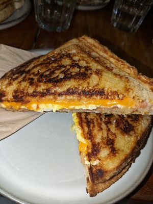 Scrambled tofu, ham and cheese with bechamel sauce at Union Kiosk in Melbourne