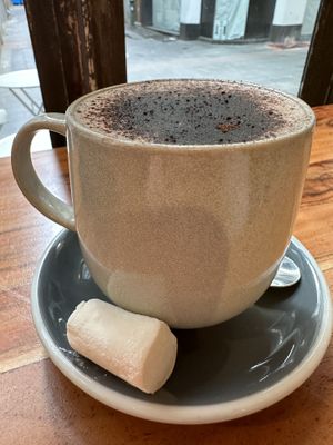 Hot chocolate and vegan marshmallow  at Union Kiosk in Melbourne