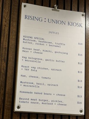 Open late during rising with a special menu  at Union Kiosk in Melbourne
