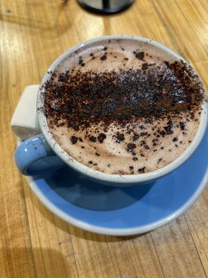 Oat hot chocolate with marshmallow   at Union Kiosk in Melbourne