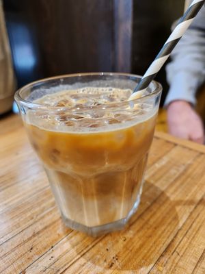 Iced latte (oat milk) at Union Kiosk in Melbourne