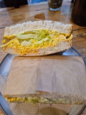 Curried egg sandwich $15.00: more gochujang than curry now, i miss the old curried egg sandwich! at Union Kiosk in Melbourne