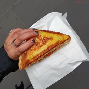 baked bean and cheese jaffle at Union Kiosk in Melbourne