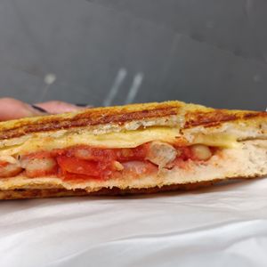 baked bean and cheese jaffle at Union Kiosk in Melbourne