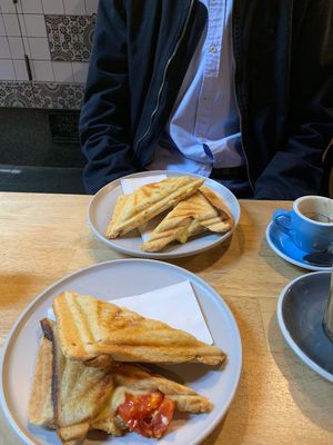 Cheese, tomato, dijoni jaffles - could eat it every morning at Union Kiosk in Melbourne