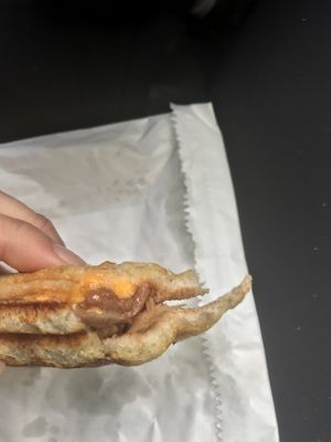 Looks like chicken! Chick’n and pineapple toastie ❤️ at Union Kiosk in Melbourne