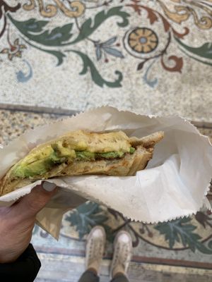 Vegemite, avocado & cheese jaffle  at Union Kiosk in Melbourne