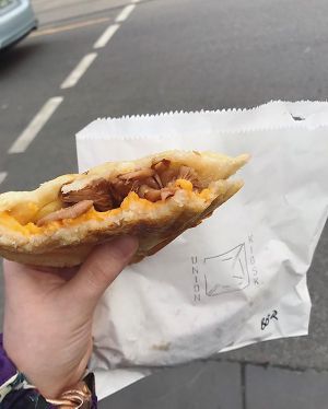 BBQ Chick'n, pineapple and cheese jaffle at Union Kiosk in Melbourne