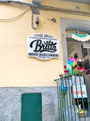 Outside the cafe at Britta Take Away in Riomaggiore