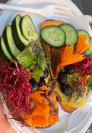 Toast with hummus   at Britta Take Away in Riomaggiore