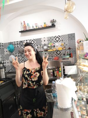 Britta at Britta Take Away in Riomaggiore