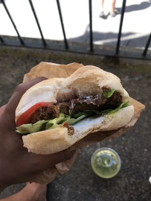 Soya burger at Britta Take Away in Riomaggiore