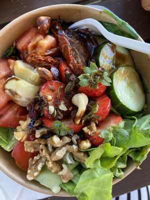 Luxurious salad with really nice dressing. at Britta Take Away in Riomaggiore