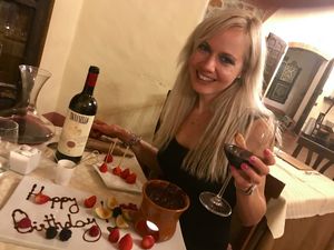 Vegan chocolate fondue   at Ristorante Castello di Valenzano in Subbiano
