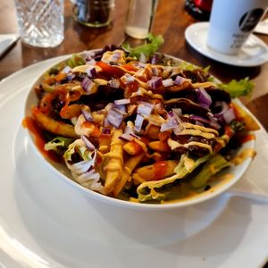 Seitan kebab loaded fries at The Hidden City Cafe in Londonderry