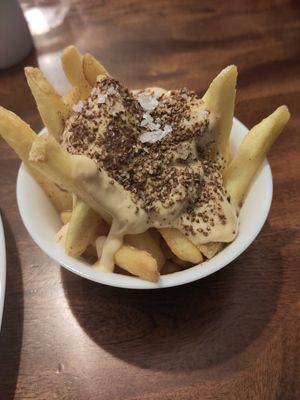 Dirty fries (vegan spiced mayo plus gomasio) at The Hidden City Cafe in Londonderry
