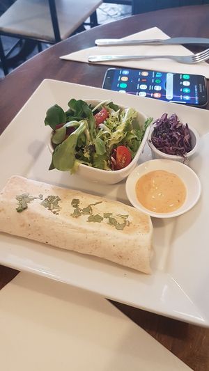 Vegan breakfast burrito ( with scrambled tofu) at The Hidden City Cafe in Londonderry