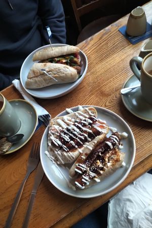 The Korean bbq, and the salt and chilly sandwich at The Caledonia in Liverpool