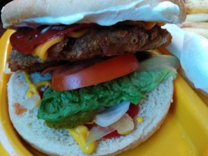 pizza-style burger at The Caledonia in Liverpool