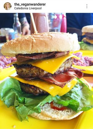 Double 'cheese' burger  at The Caledonia in Liverpool