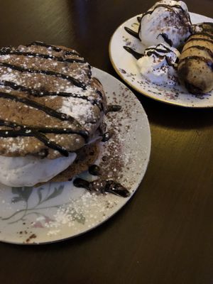 Desserts - ice cream cookie sandwich & deep fried Marz bar at The Caledonia in Liverpool